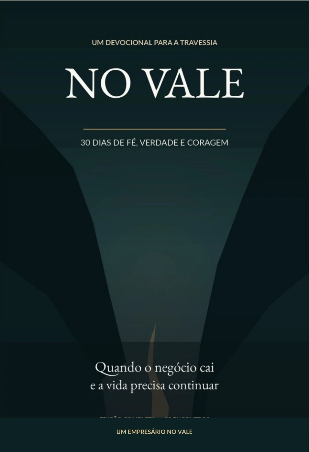 Capa original do livro NO VALE, com um caminho entre montanhas escuras